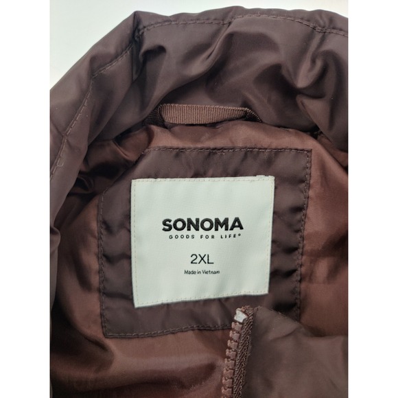 SONOMA Mens Size XXL Zip Brown Majesty Puffer Vest Lightweight Pockets - Picture 3 of 12